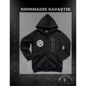 Korkmadık Savaştık Tam Fermuarlı Hırka/Ceket 2XL